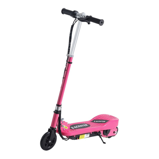HOMCOM Foldable Electric Kids Scooter in pink with handlebars and wheels