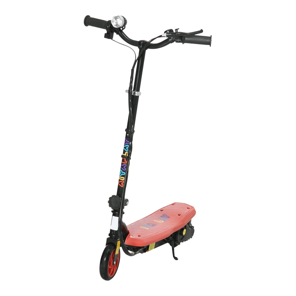 HOMCOM Foldable Electric Scooter in red with black handlebars and a front LED headlight