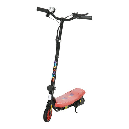 HOMCOM Foldable Electric Scooter in red with black handlebars and a front LED headlight