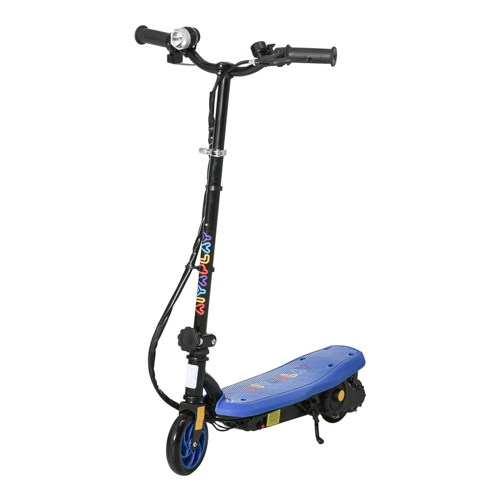 HOMCOM Foldable Electric Scooter in blue with LED headlights and a black frame