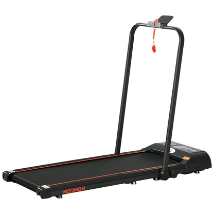 HOMCOM Foldable Walking Treadmill with upright handles and running deck
