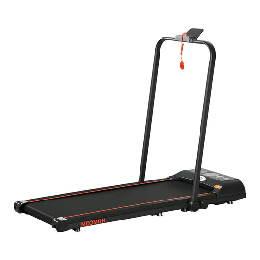 HOMCOM Foldable Walking Treadmill with upright handles and running deck
