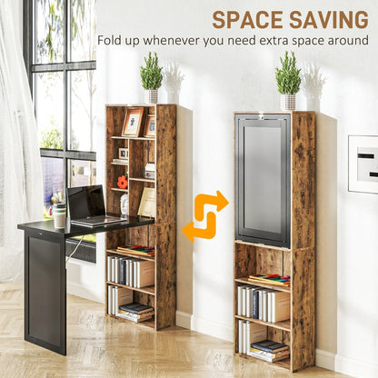 The office desk demonstrating the space saving folding mechanism from open to closed state