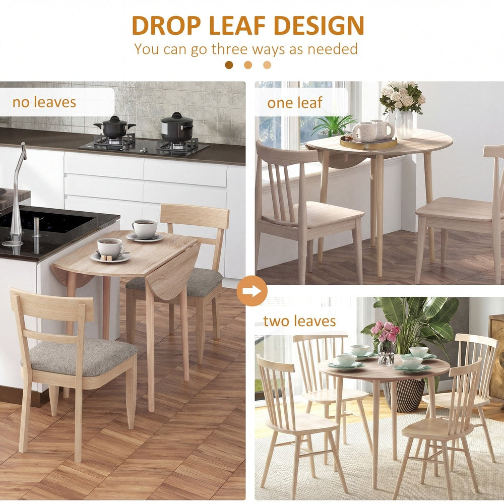 Demonstration of the drop leaf design of the dining table