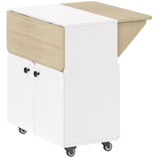 HOMCOM Folding Dining Table with drop leaf sides and two cabinets below