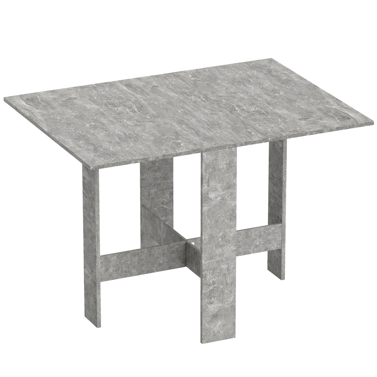 HOMCOM Folding Dining Table with a grey stone effect finish, shown from a top-down angle