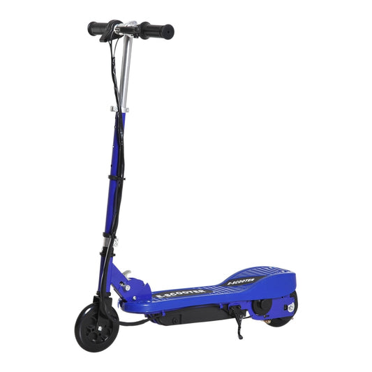 HOMCOM Folding Electric Kids Scooter Ride on Age 7-14 in blue and black, front three-quarter view