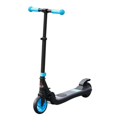 HOMCOM Folding Electric Scooter with Brake, a black and blue kids electric scooter standing upright