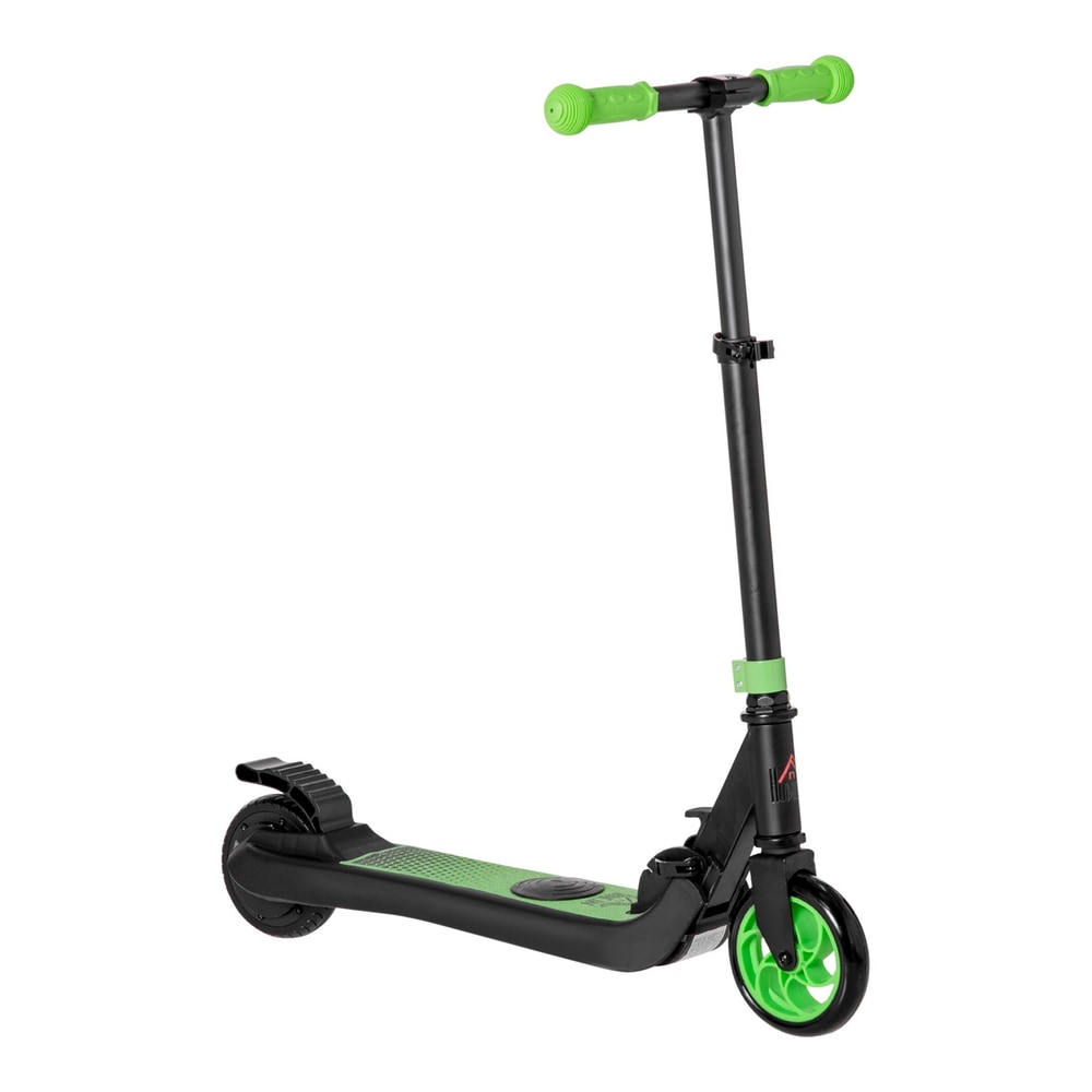 HOMCOM Folding Electric Scooter with Brake in black and green on a plain white background