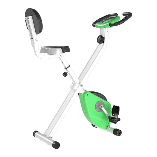HOMCOM Folding Exercise Bike in green and white with a white seat and backrest