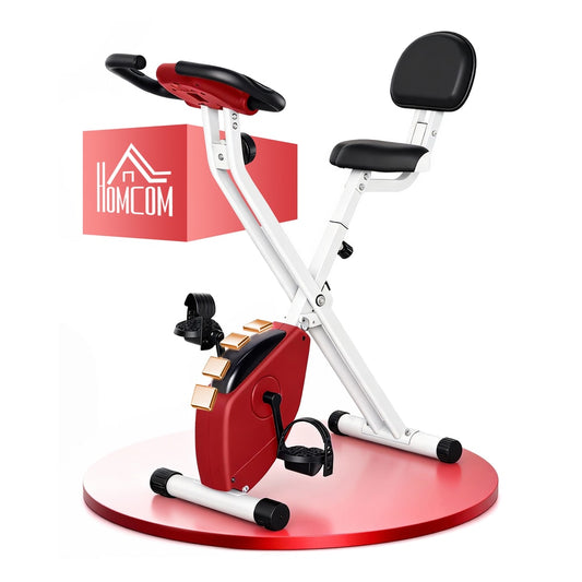 HOMCOM Folding Exercise Bike in Red and White