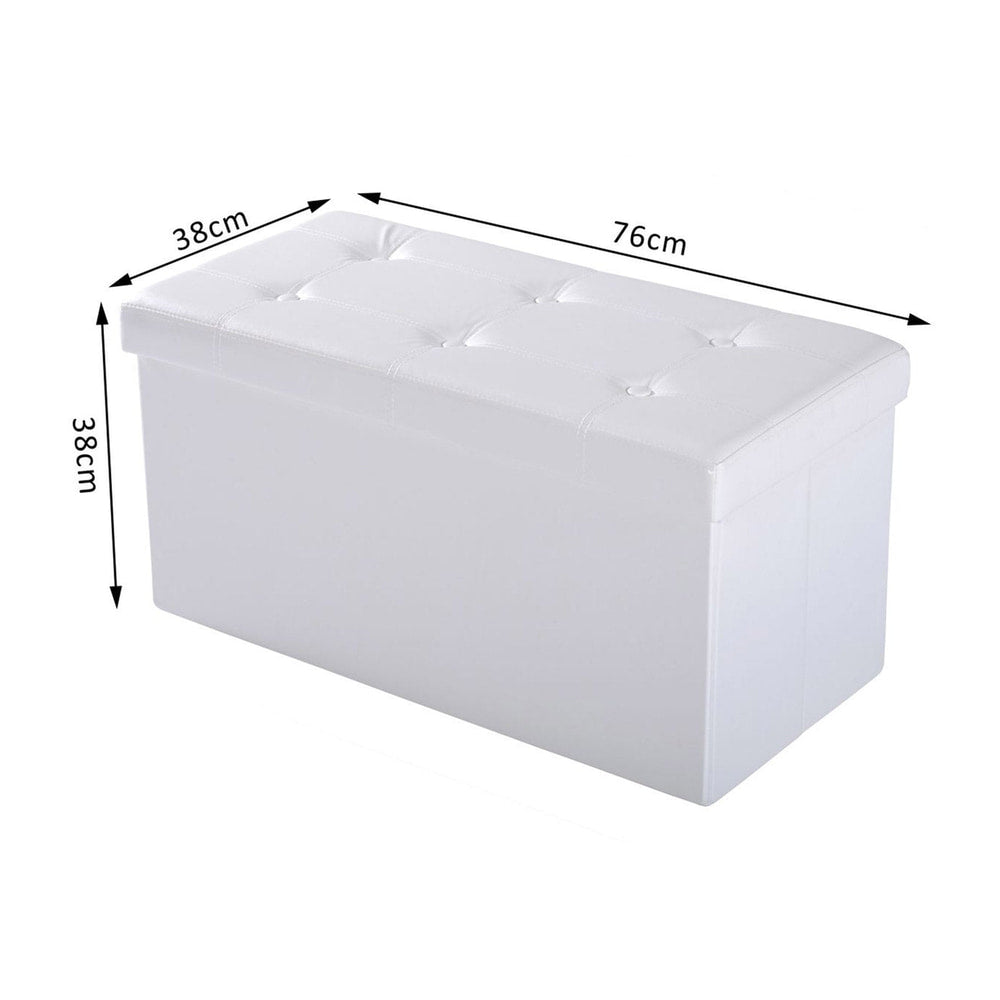 Rectangular storage ottoman bench with dimensions shown