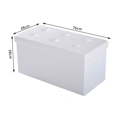 Rectangular storage ottoman bench with dimensions shown