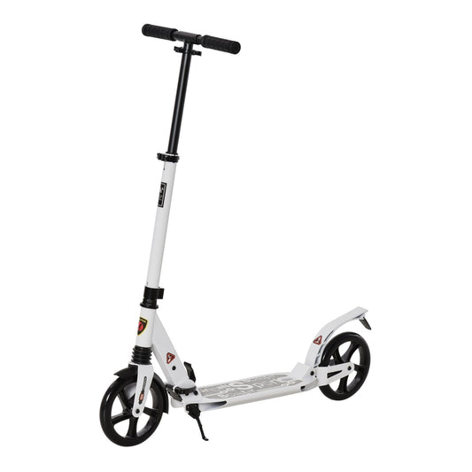 HOMCOM Folding Kick Scooter in white with black wheels and adjustable handlebar