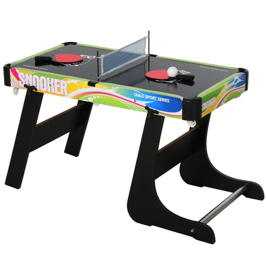HOMCOM Folding Multi Gaming Table 4 in 1 Hockey set up with table tennis net and bats on top