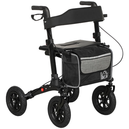 HOMCOM Folding Rollator Walker with Padded Seat in Black