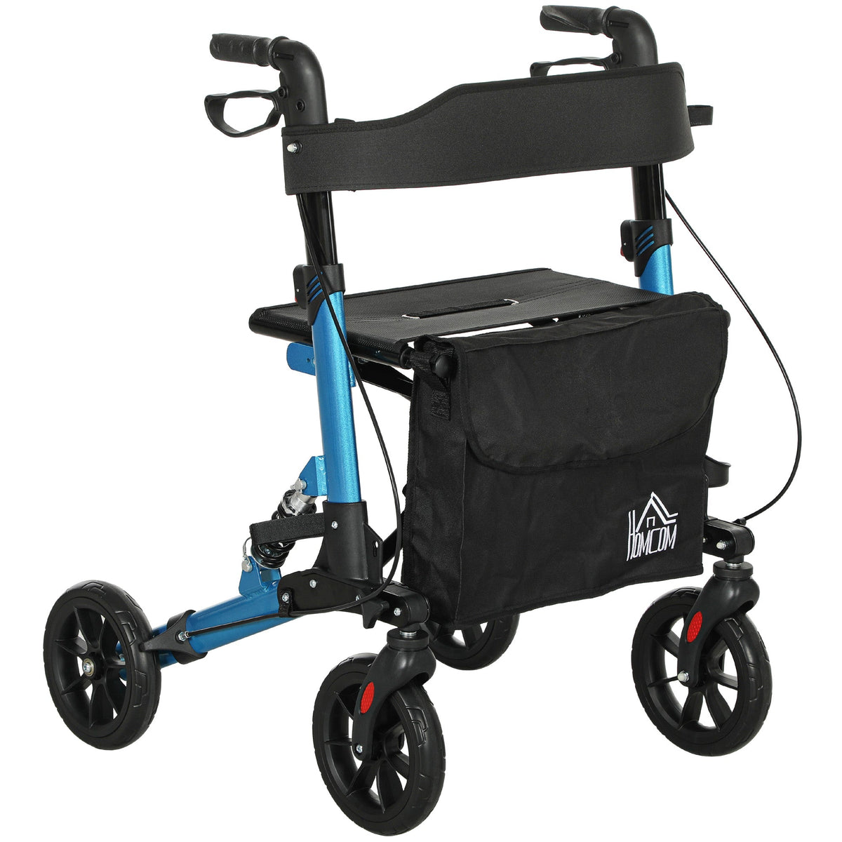HOMCOM Folding Rollator Walker with Seat, backrest and storage bag, shown from the front