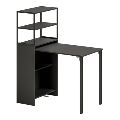HOMCOM Folding Shelf and Work Table in black, shown with shelves and a desk surface