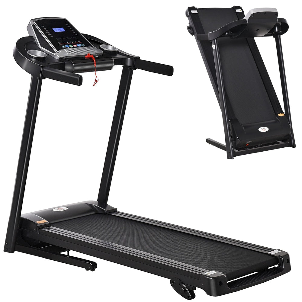 HOMCOM Folding Treadmill with LED display and drink holder