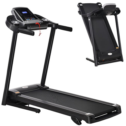HOMCOM Folding Treadmill with LED display and drink holder