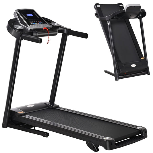 HOMCOM Folding Treadmill with LED display and drink holder