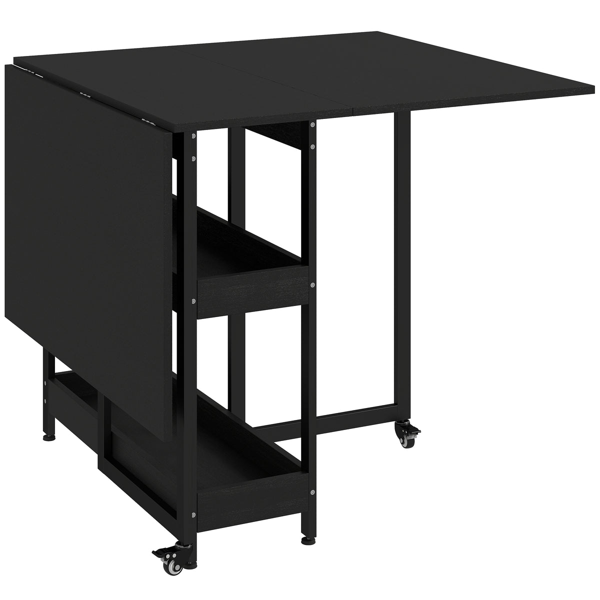 HOMCOM Four-Person Drop Leaf Table in Black Wood-effect