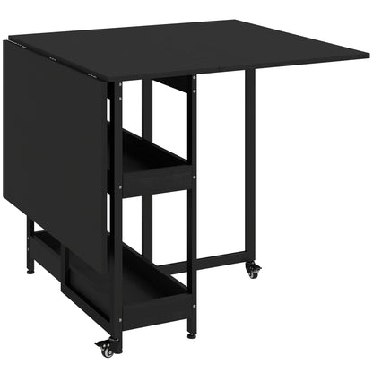 HOMCOM Four-Person Drop Leaf Table in Black Wood-effect
