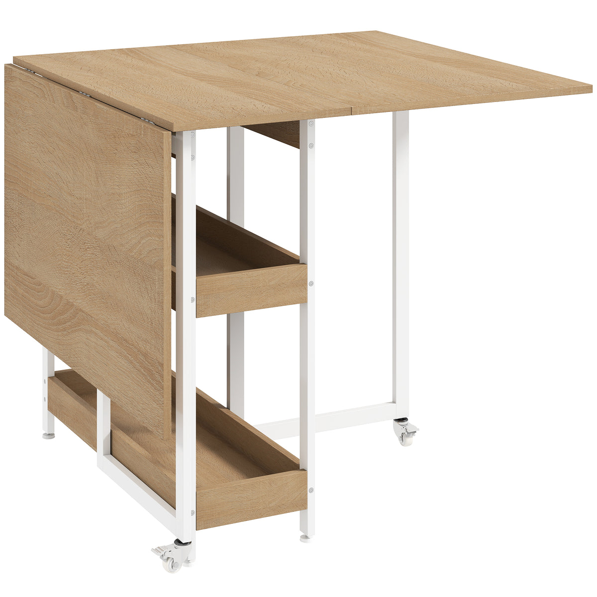 HOMCOM Four-Person Drop Leaf Table in a Natural Wood Finish