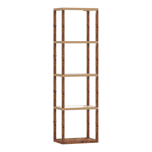 HOMCOM Four-Shelf Floor Lamp in Rustic Brown