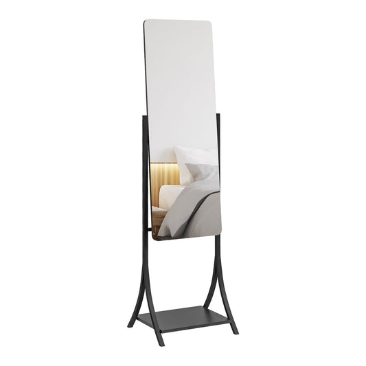 HOMCOM Free Standing Dressing Mirror with a black frame and a lower storage shelf