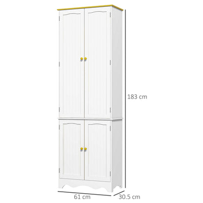 The kitchen furniture shown with height, width and depth dimensions