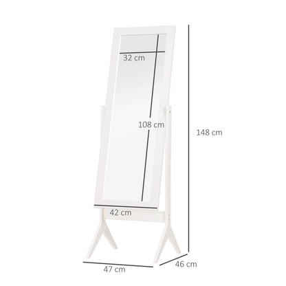The full length mirror with dimensions shown, 148cm tall and 47cm wide