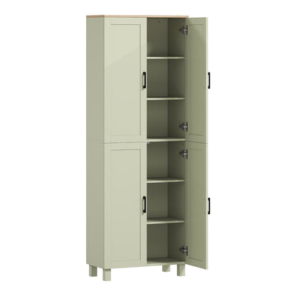 HOMCOM Freestanding Kitchen Cupboard with four doors open showing internal shelving and storage space