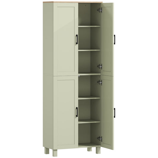 HOMCOM Freestanding Kitchen Cupboard with four doors open showing internal shelving and storage space