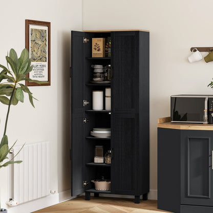 The kitchen furniture is shown in a room setting with a microwave and plant nearby