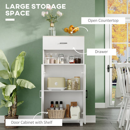 The kitchen furniture with doors open showing the internal storage shelf
