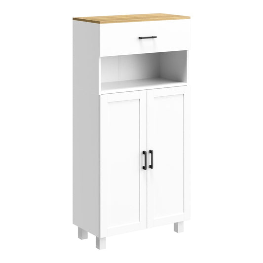 HOMCOM Freestanding Kitchen Cupboard with a drawer and two doors in white