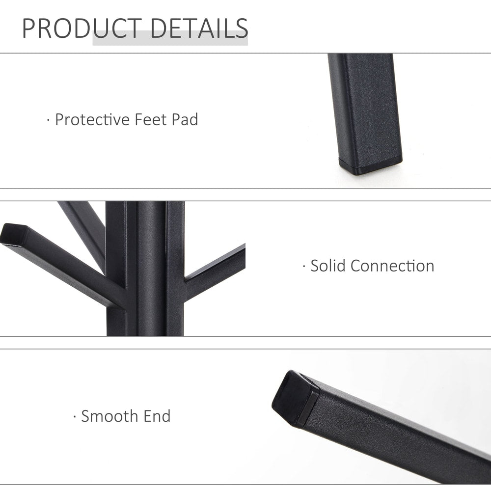 Close up of the coat rack legs and connections