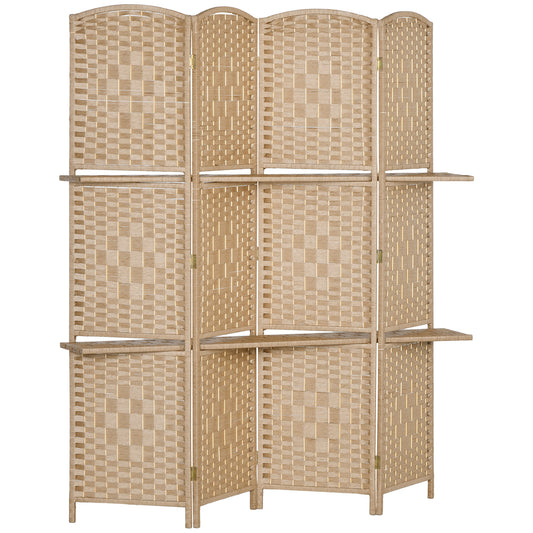 HOMCOM Freestanding Privacy Screen in Natural Wood