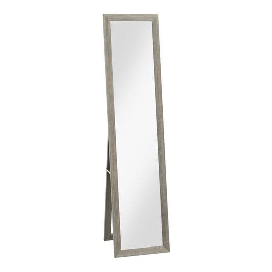 HOMCOM Full Length Mirror, grey wood effect frame, freestanding on a stand