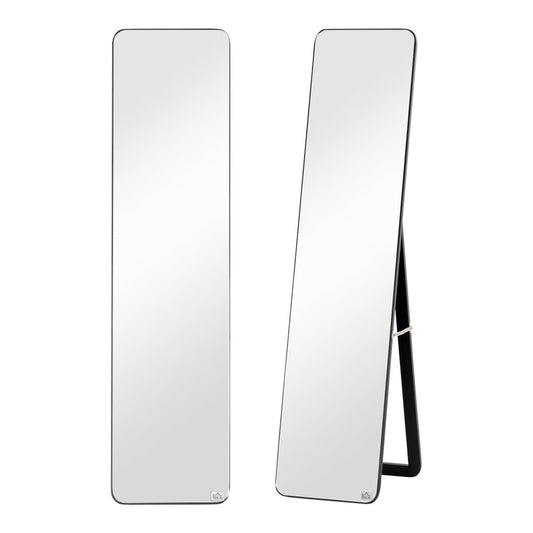 HOMCOM Full Length Mirror standing on its stand with a white wall behind it