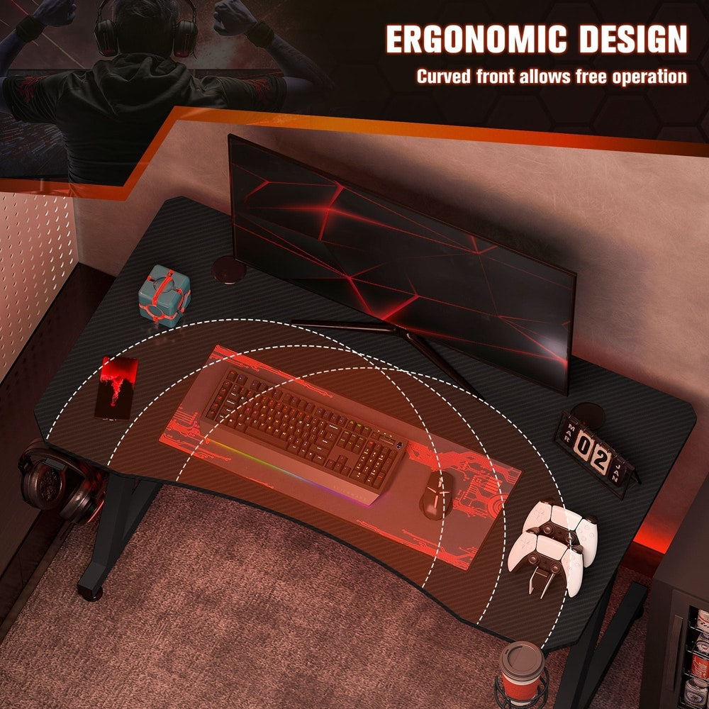 Ergonomic design of the gaming desk with a curved front for free operation