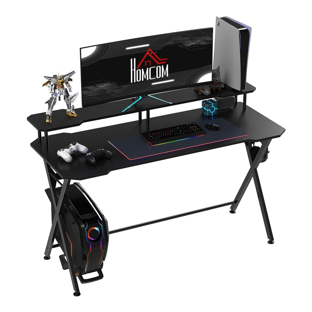 HOMCOM Gaming Desk Writing Racing Computer Table Workstation with a monitor and gaming accessories
