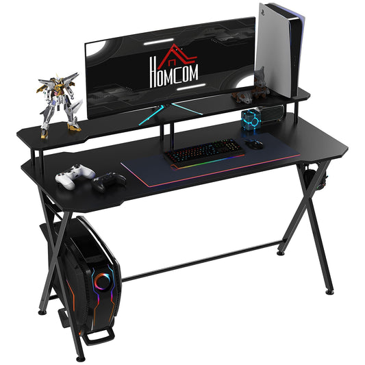 HOMCOM Gaming Desk Writing Racing Computer Table Workstation with a monitor and gaming accessories