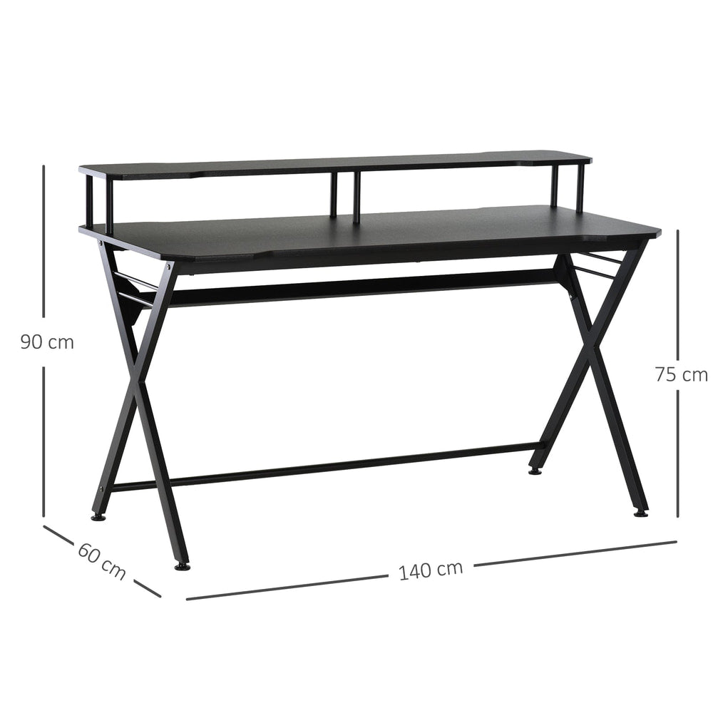The office desk shown from the front with lines indicating its overall dimensions