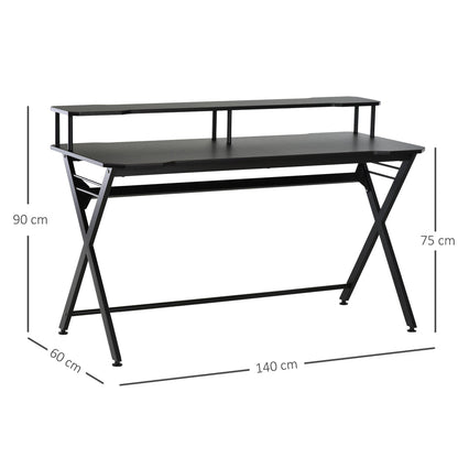 The office desk shown from the front with lines indicating its overall dimensions