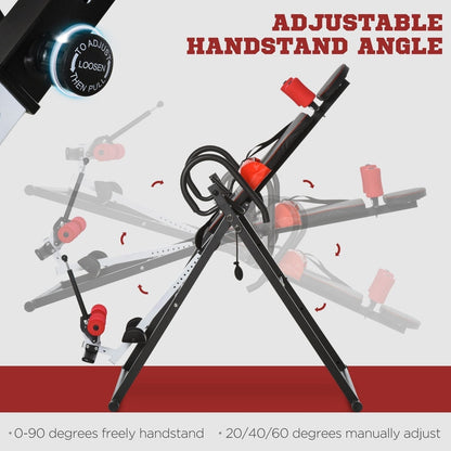 Close up of the adjustment mechanism on the red and black inversion table