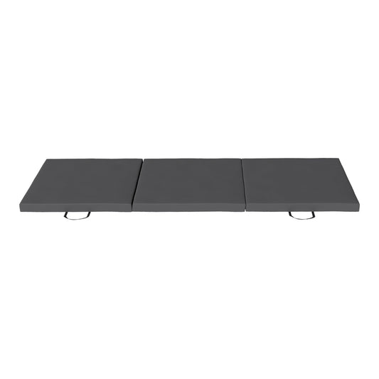 HOMCOM Gymnastics Mat, a grey tri-fold mat laid flat with two black handles