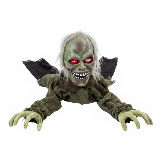 HOMCOM Halloween Decoration animatronic crawling zombie with light-up eyes