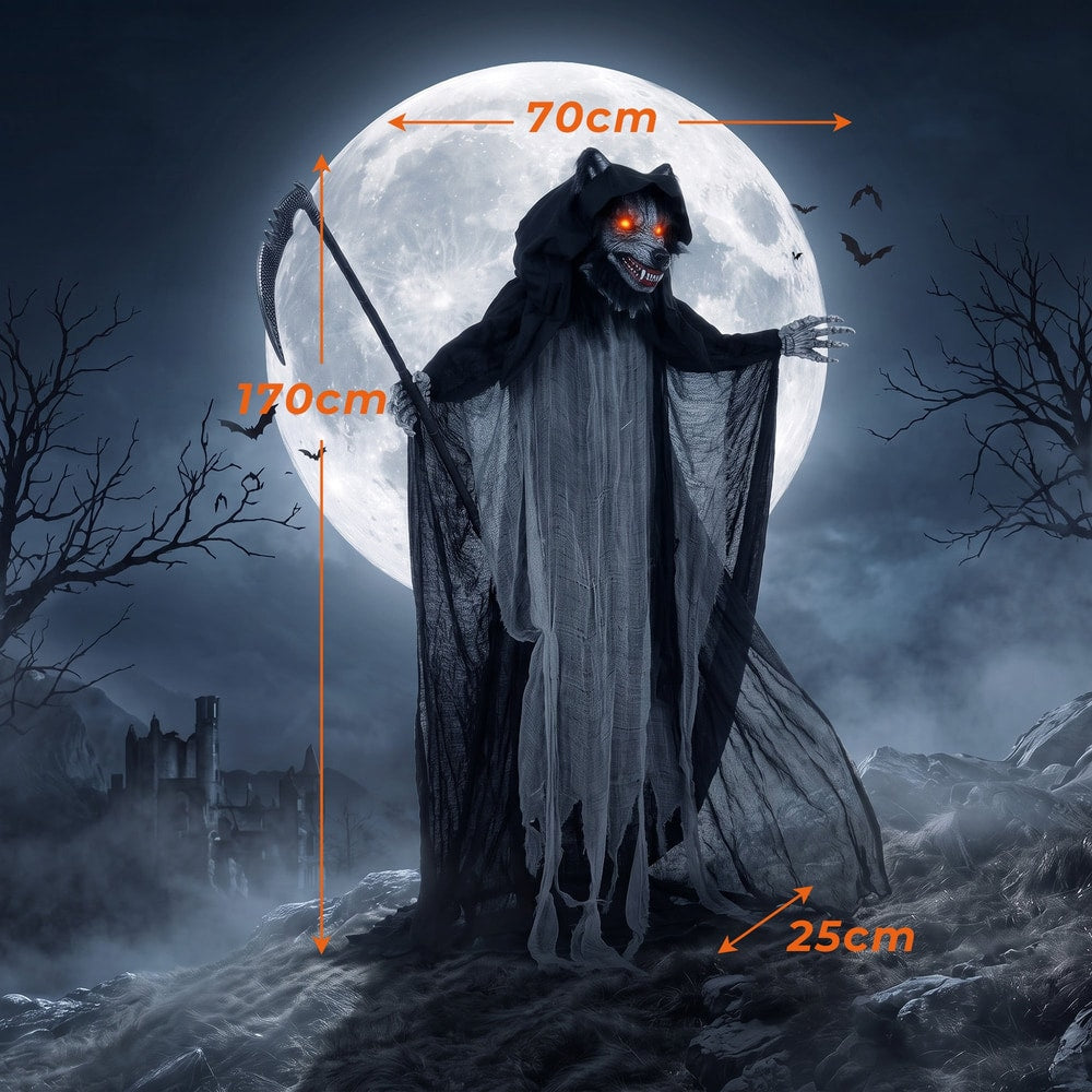The Halloween werewolf decoration with size indicators